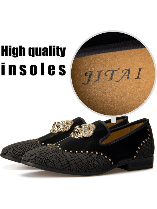 JITAI Men\'s Black13 Elegant Rubber & Leather Penny Loafers Casual Formal Shoes main image 5